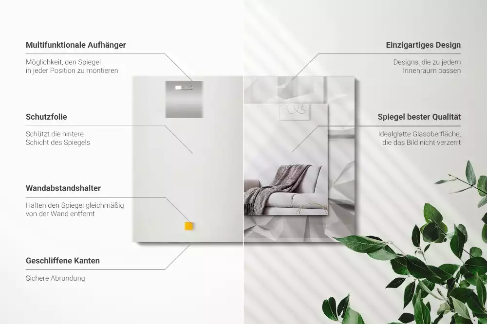 Rechthoekige spiegel lijst met print Abstracte geometrische vormen