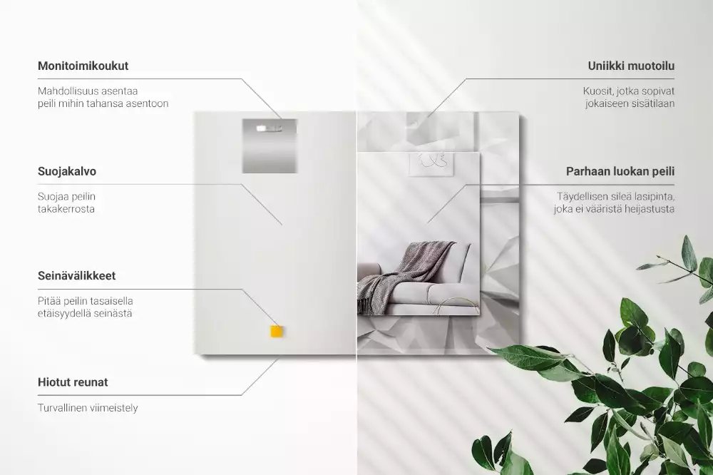 Rechthoekige spiegel lijst met print Abstracte geometrische vormen