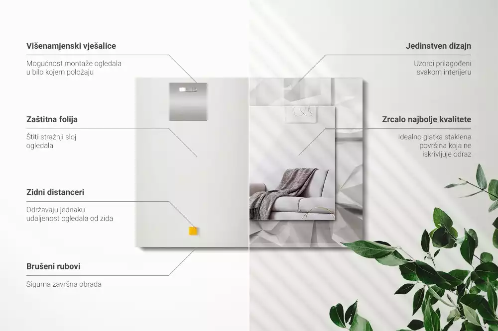 Rechthoekige spiegel lijst met print Abstracte geometrische vormen