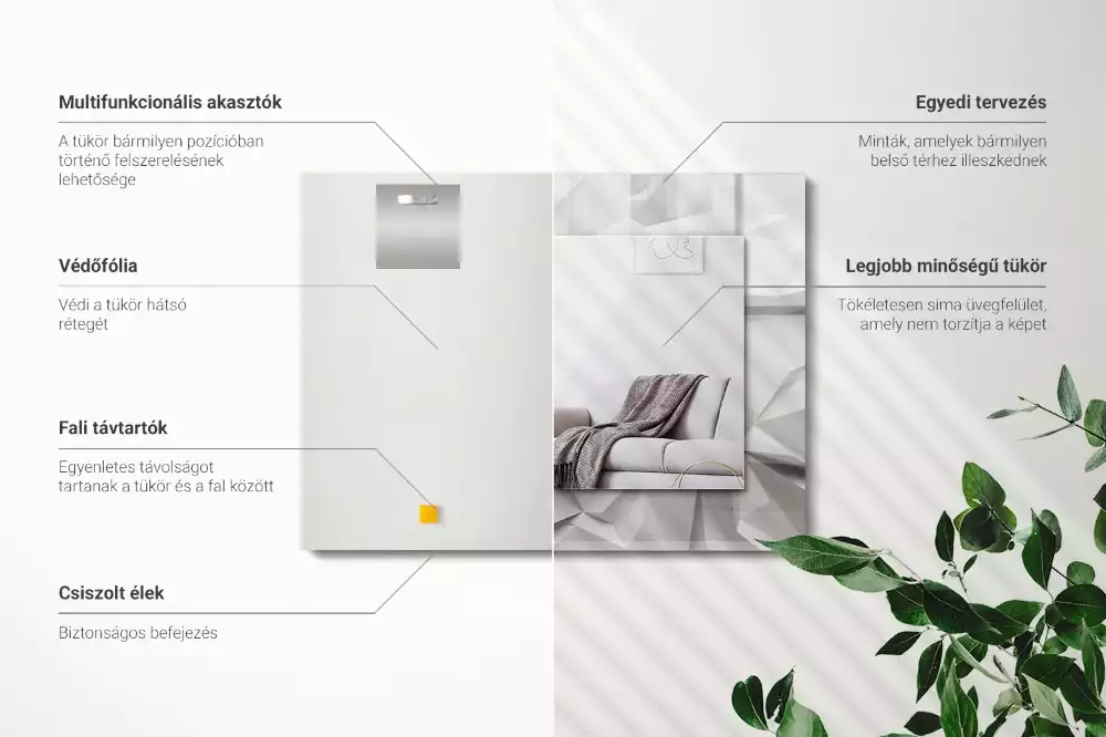 Rechthoekige spiegel lijst met print Abstracte geometrische vormen