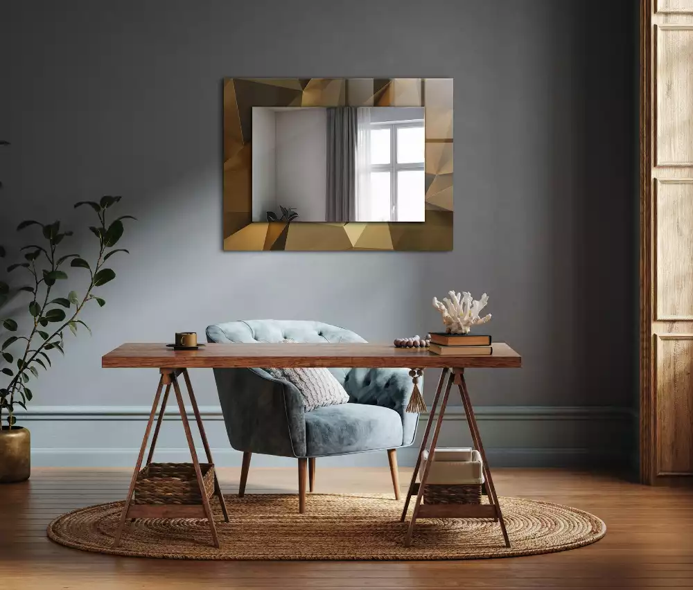 Bedrukte rechthoekige spiegel geometrische vormen