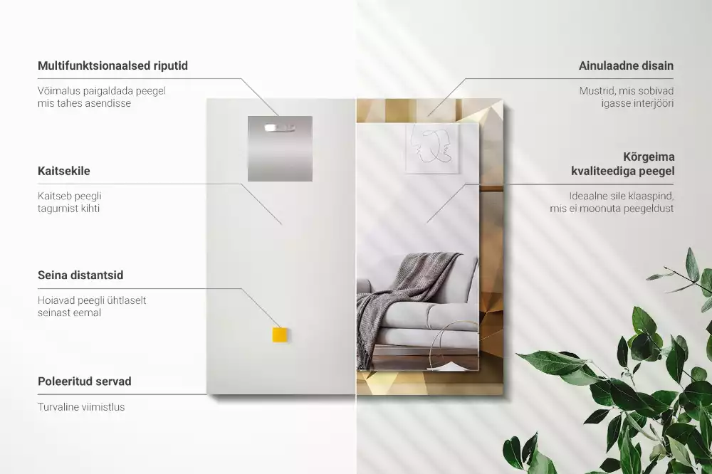 Bedrukte rechthoekige spiegel geometrische vormen