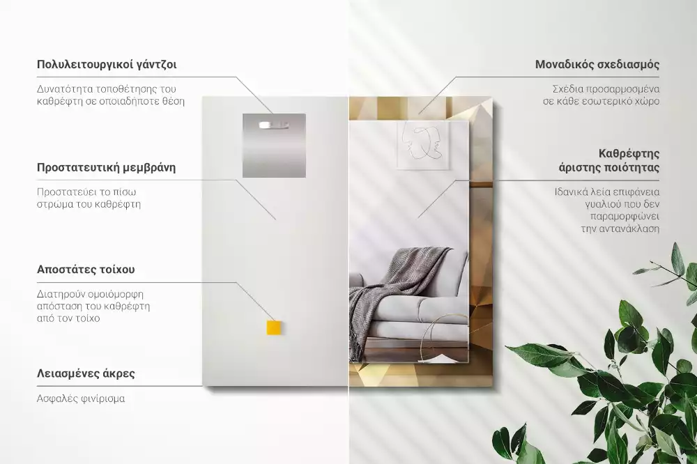 Bedrukte rechthoekige spiegel geometrische vormen