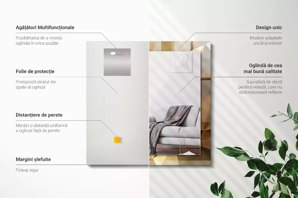 Bedrukte rechthoekige spiegel geometrische vormen