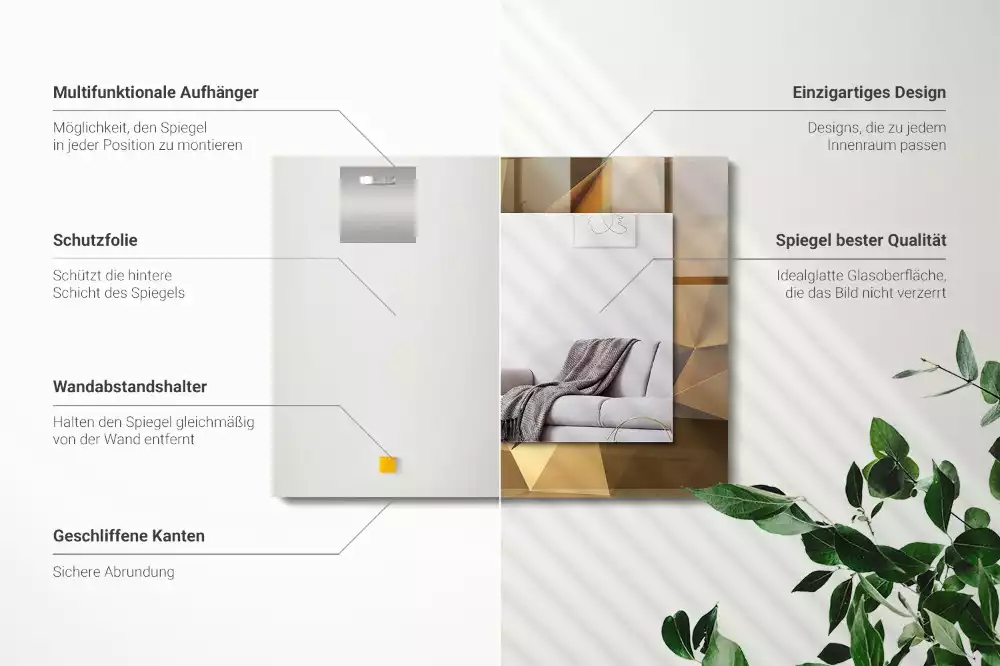 Bedrukte rechthoekige spiegel geometrische vormen