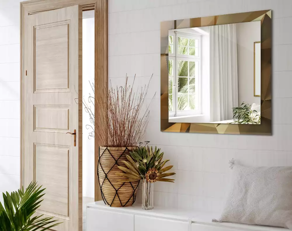 Bedrukte rechthoekige spiegel geometrische vormen