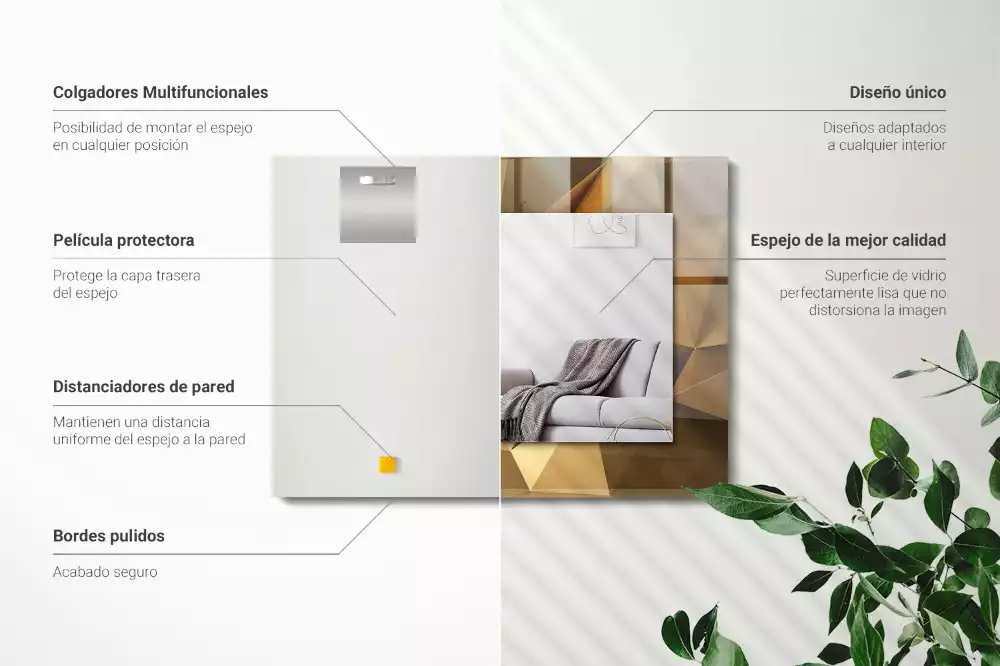 Bedrukte rechthoekige spiegel geometrische vormen