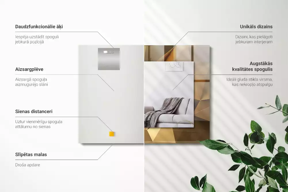 Bedrukte rechthoekige spiegel geometrische vormen