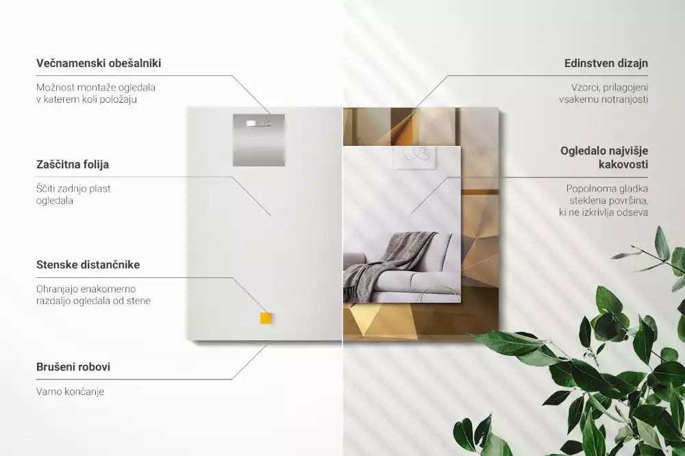 Bedrukte rechthoekige spiegel geometrische vormen