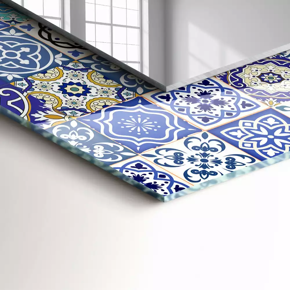 Rechthoekige spiegel lijst met print Marokkaanse patronen