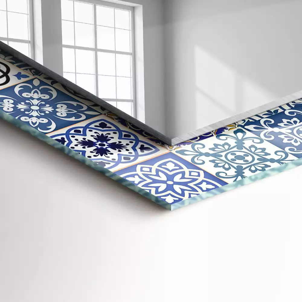 Rechthoekige spiegel lijst met print Marokkaanse patronen