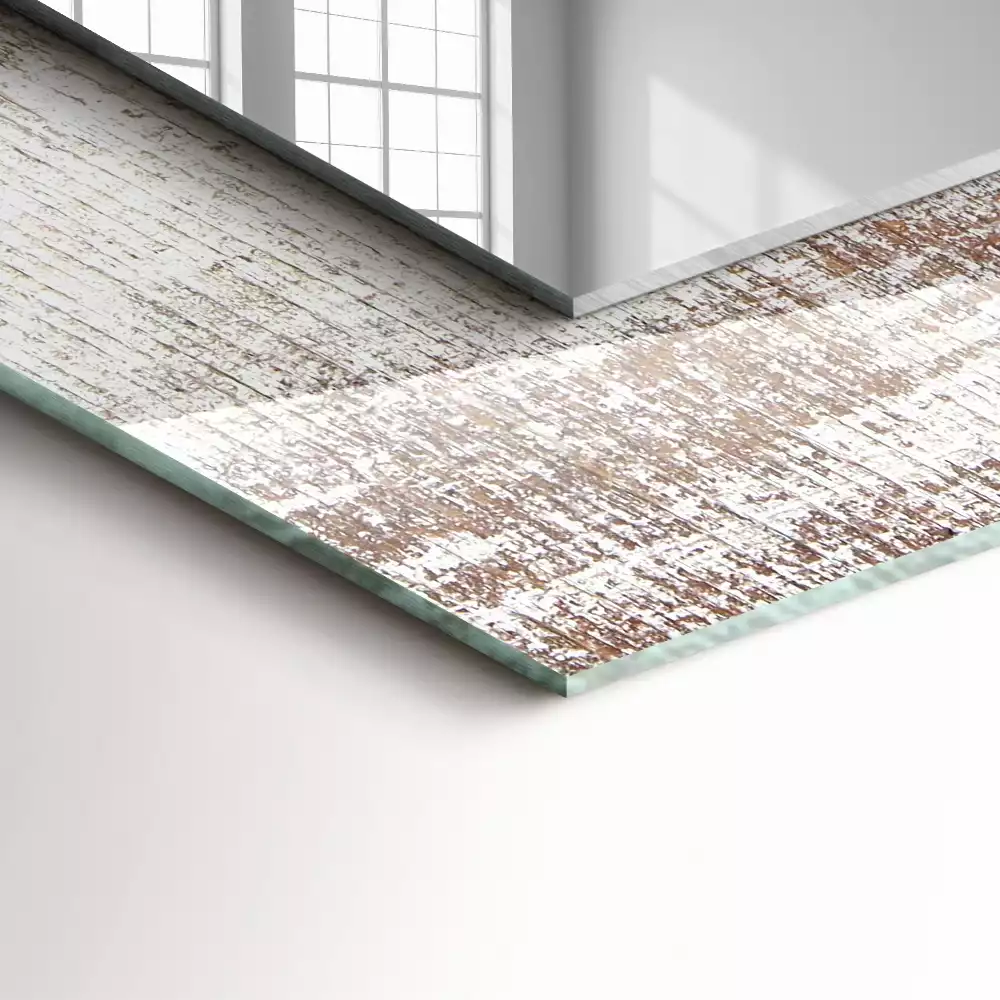 Bedrukte rechthoekige spiegel Oud hout