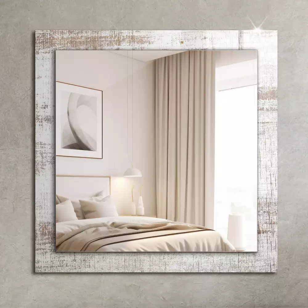 Bedrukte rechthoekige spiegel Oud hout