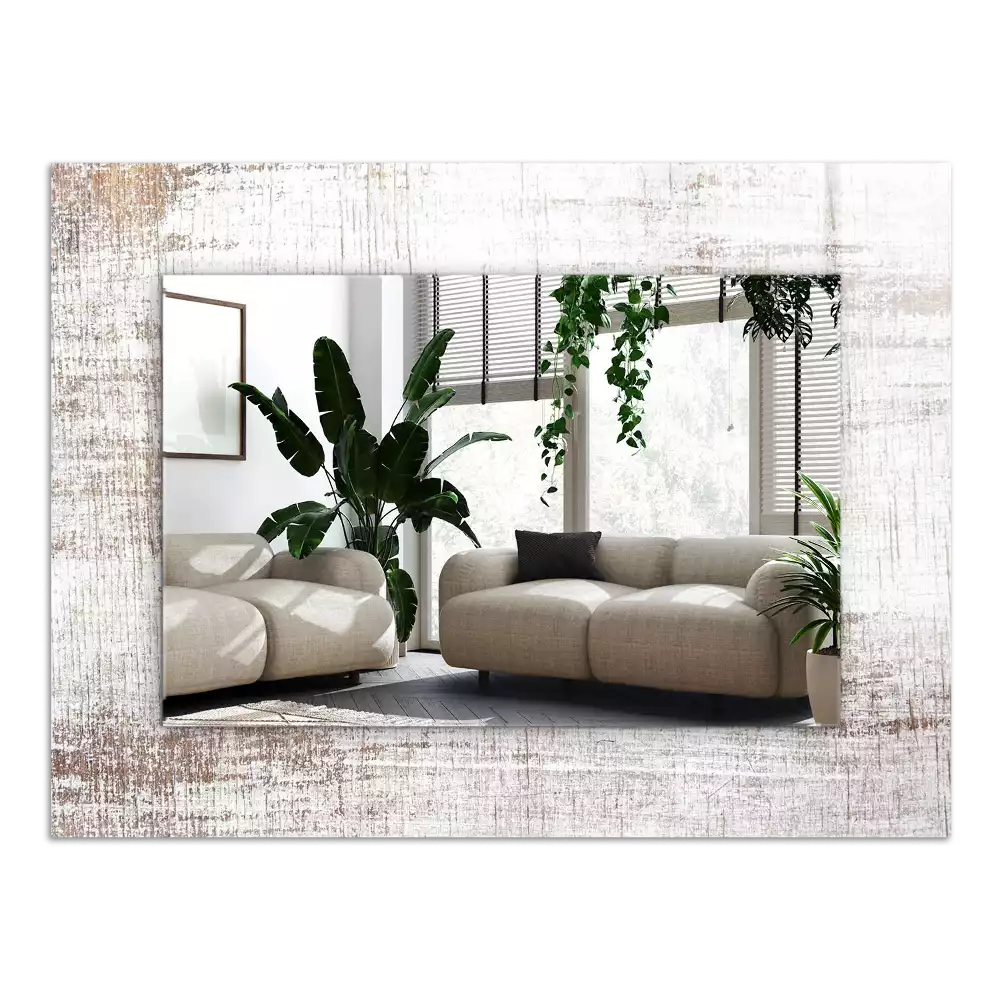 Bedrukte rechthoekige spiegel Oud hout