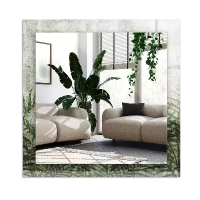 Rechthoekige spiegel met bedrukte lijst Groene varenbladeren