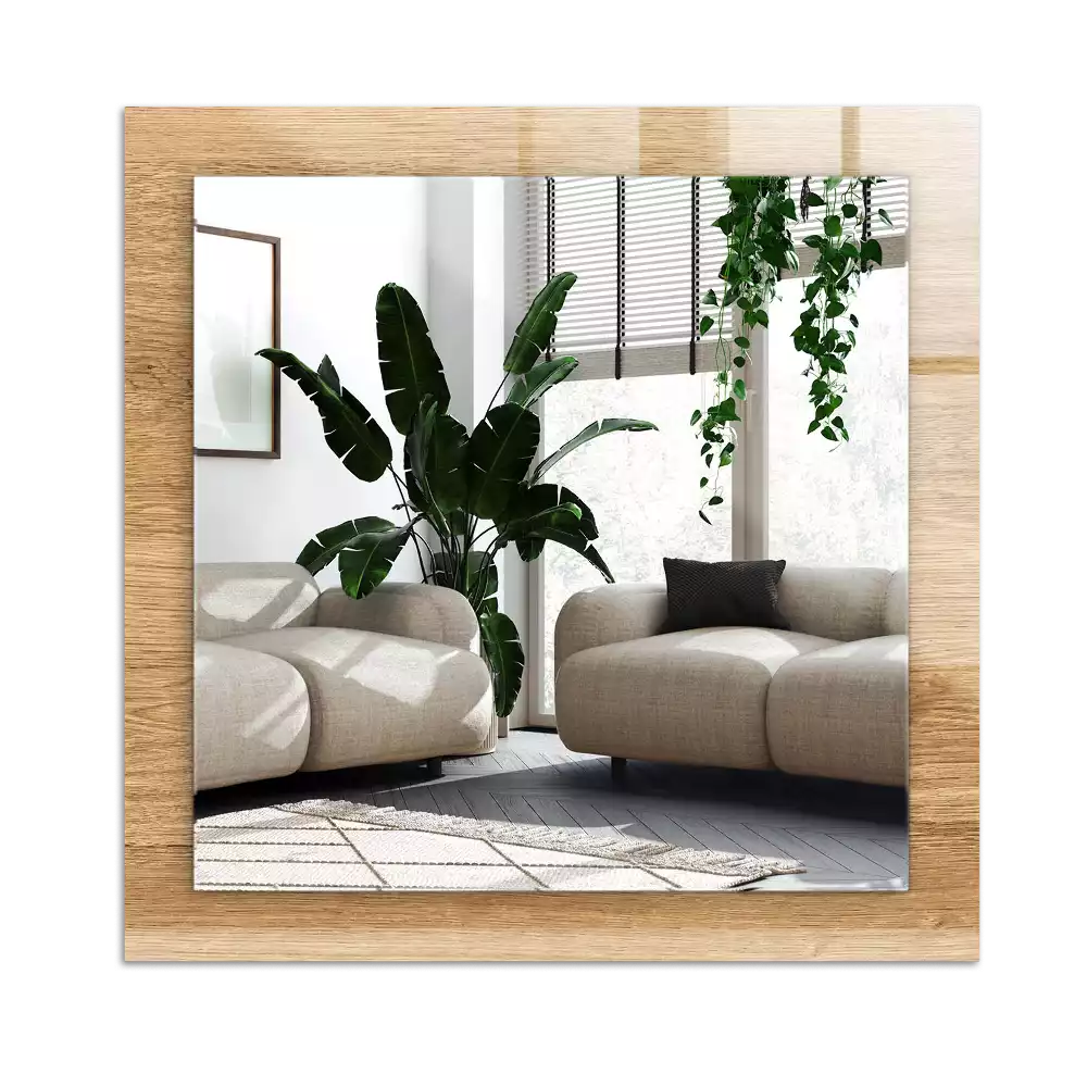 Rechthoekige spiegel met decoratie Hout met structuur