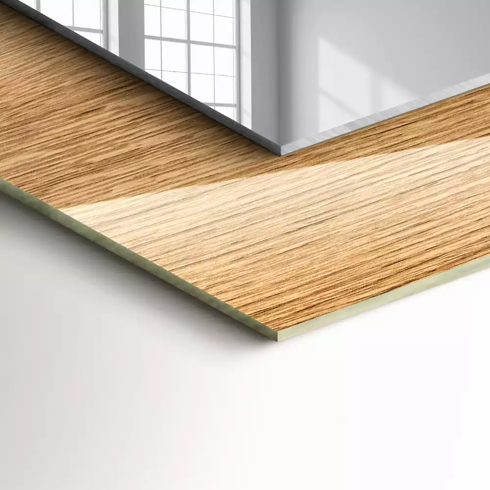 Rechthoekige spiegel met decoratie Hout met structuur