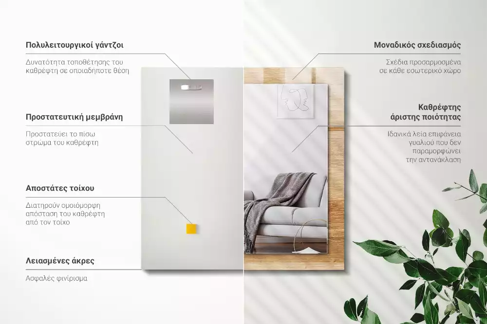 Rechthoekige spiegel met decoratie Hout met structuur