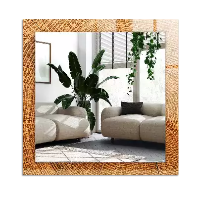 Bedrukte rechthoekige spiegel Dwarsdoorsnede van een boomstam met groeiringen