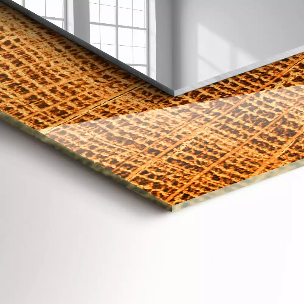 Bedrukte rechthoekige spiegel Dwarsdoorsnede van een boomstam met groeiringen