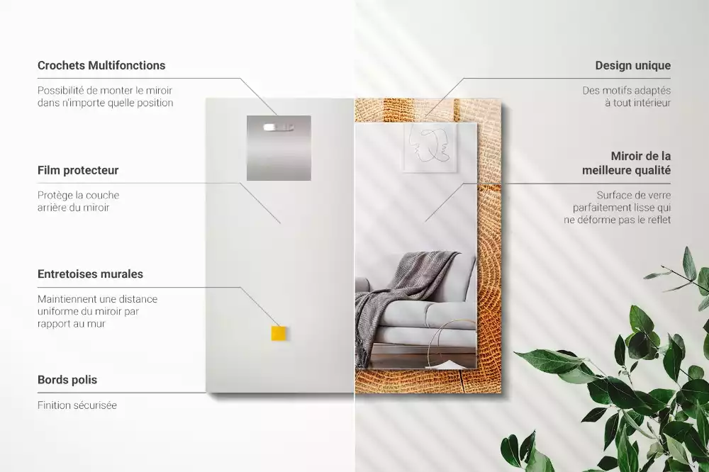 Bedrukte rechthoekige spiegel Dwarsdoorsnede van een boomstam met groeiringen