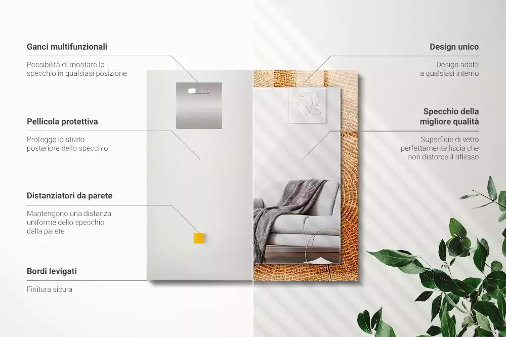 Bedrukte rechthoekige spiegel Dwarsdoorsnede van een boomstam met groeiringen