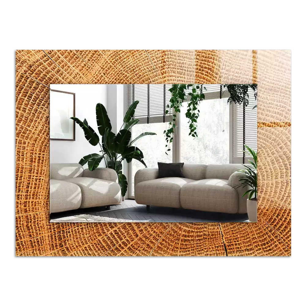 Bedrukte rechthoekige spiegel Dwarsdoorsnede van een boomstam met groeiringen