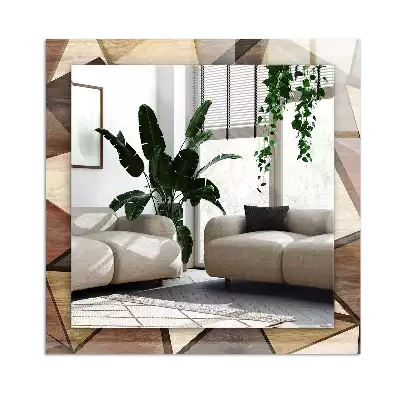 Rechthoekige spiegel met bedrukte lijst Houten geometrische patronen