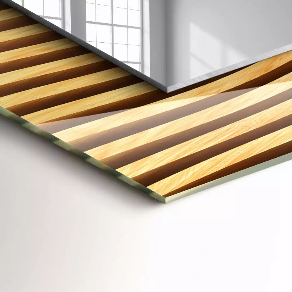 Rechthoekige spiegel met decoratie Houten golven