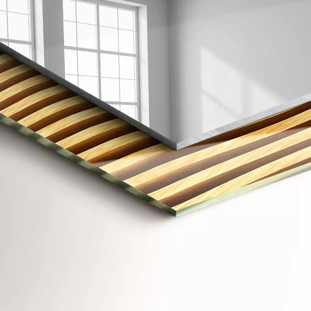 Rechthoekige spiegel met decoratie Houten golven