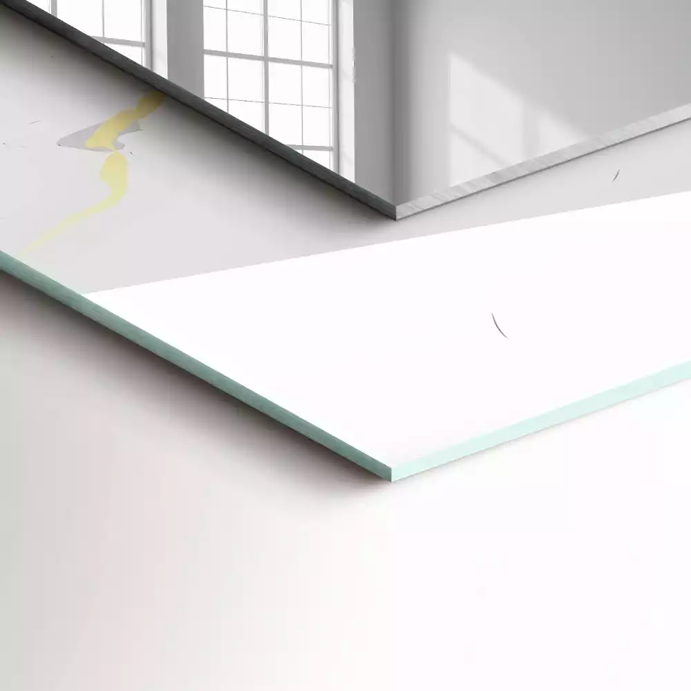 Rechthoekige spiegel lijst met print Wit marmerpatroon