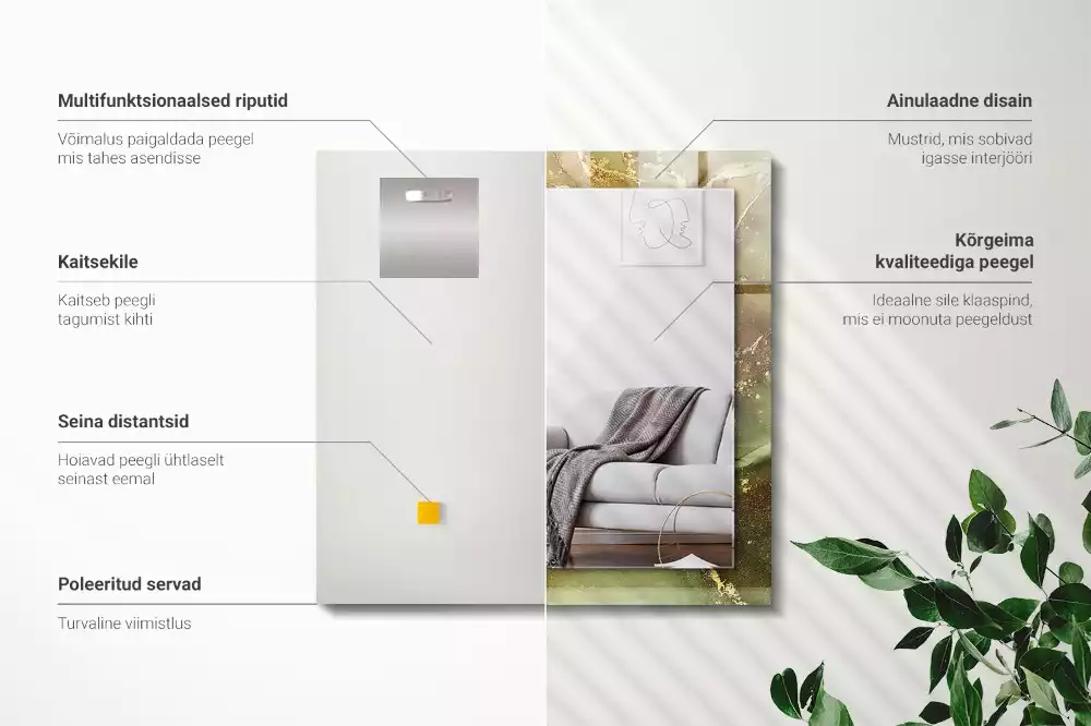 Bedrukte rechthoekige spiegel Abstracte kunst