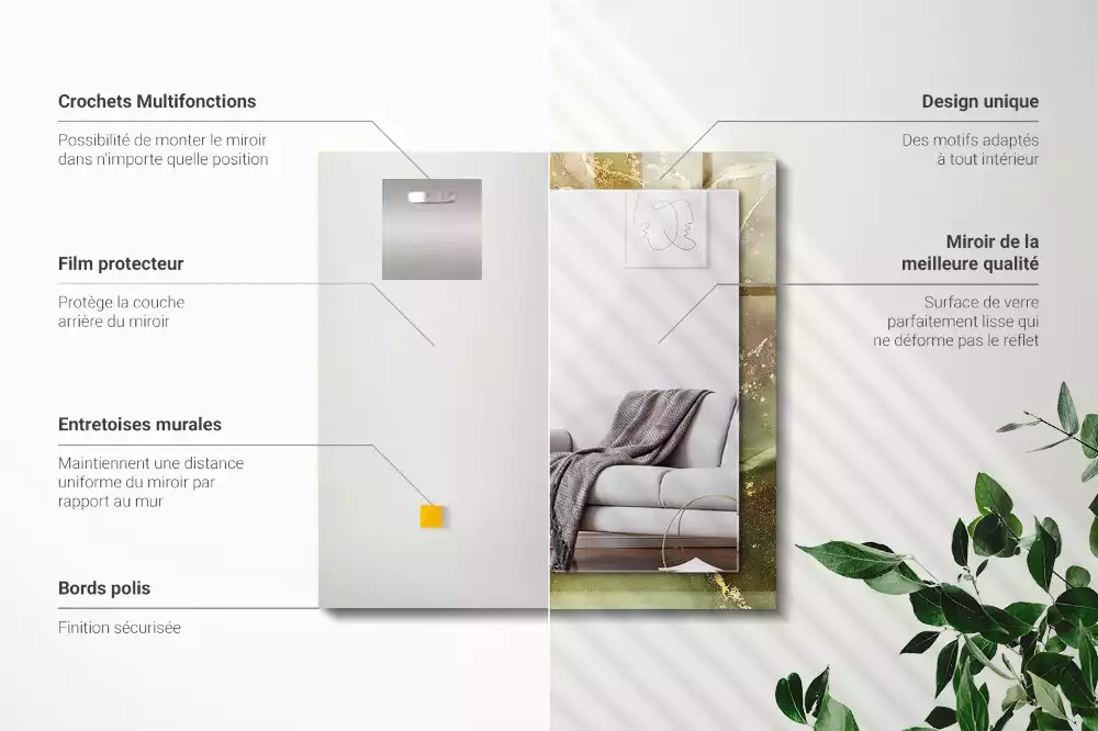 Bedrukte rechthoekige spiegel Abstracte kunst