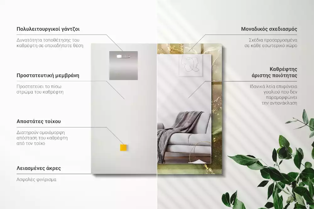 Bedrukte rechthoekige spiegel Abstracte kunst