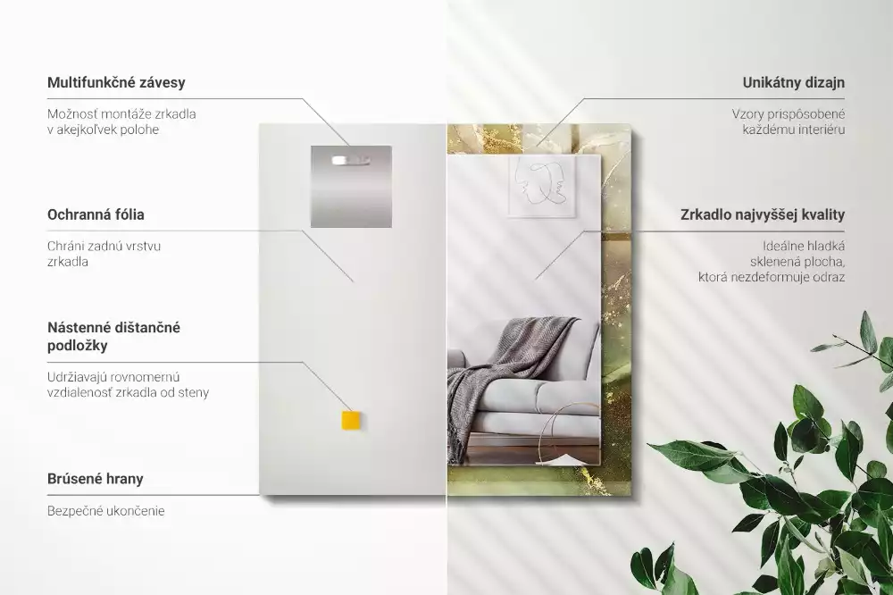 Bedrukte rechthoekige spiegel Abstracte kunst