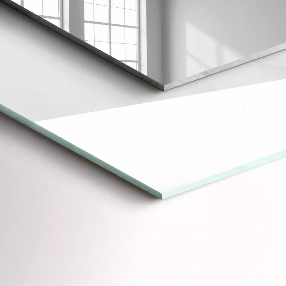 Rechthoekige spiegel met bedrukte lijst Wit marmerpatroon