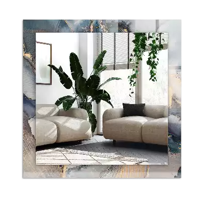 Rechthoekige spiegel met decoratie Abstracte blauwe kunst