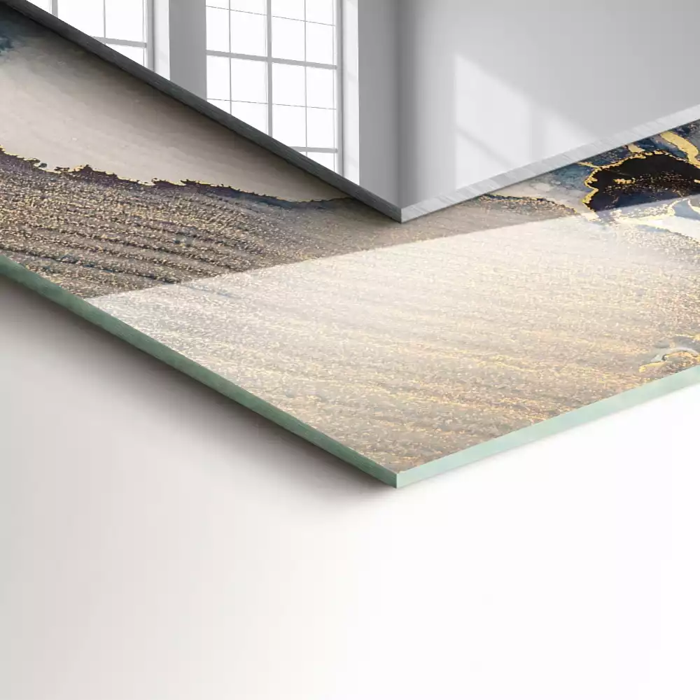 Rechthoekige spiegel met decoratie Abstracte blauwe kunst