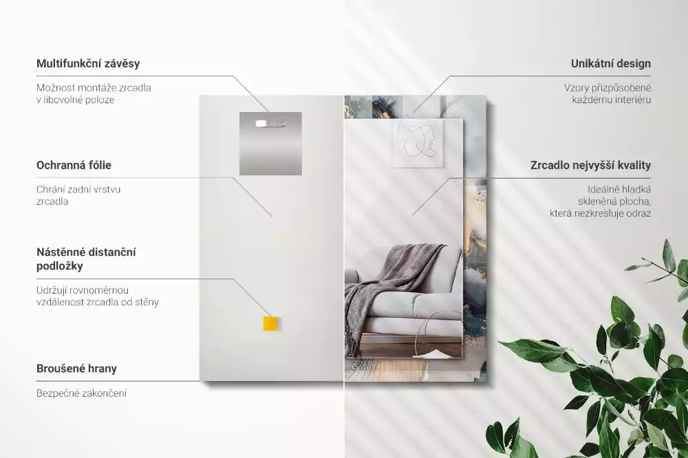 Rechthoekige spiegel met decoratie Abstracte blauwe kunst