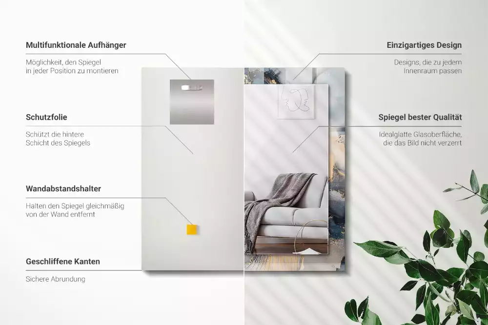 Rechthoekige spiegel met decoratie Abstracte blauwe kunst