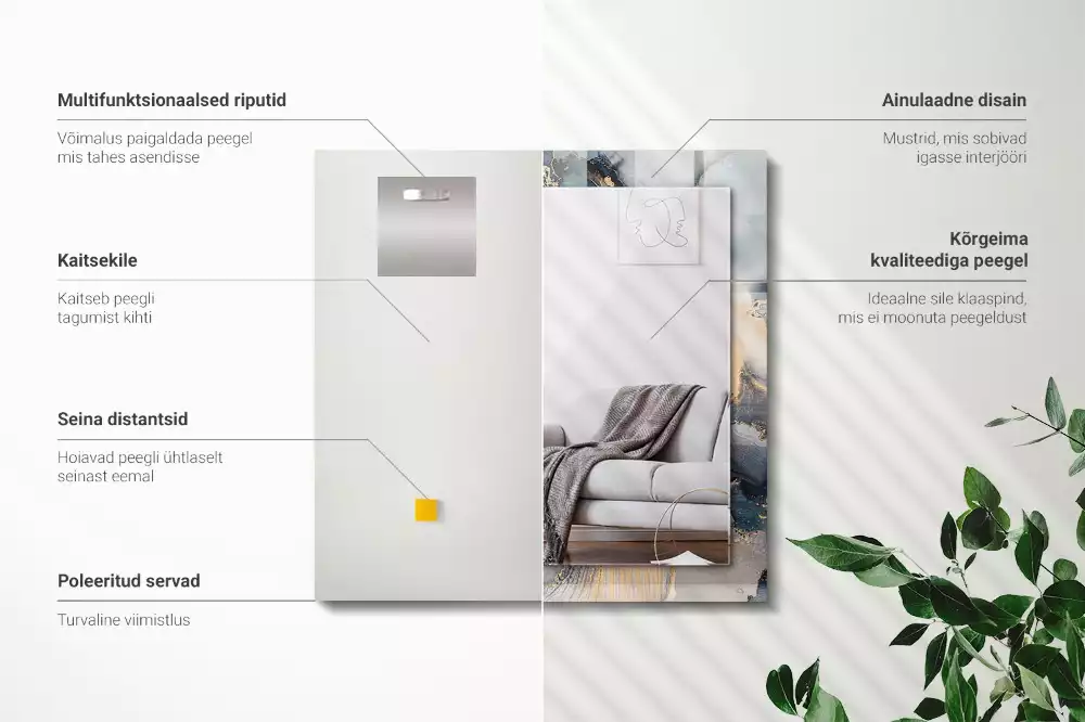 Rechthoekige spiegel met decoratie Abstracte blauwe kunst