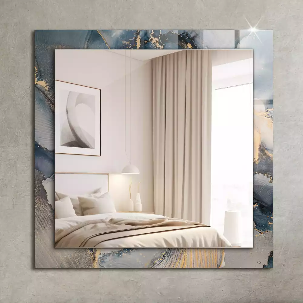 Rechthoekige spiegel met decoratie Abstracte blauwe kunst