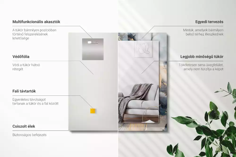 Rechthoekige spiegel met decoratie Abstracte blauwe kunst