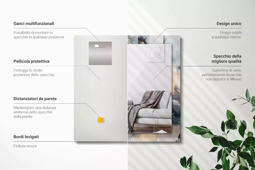 Rechthoekige spiegel met decoratie Abstracte blauwe kunst