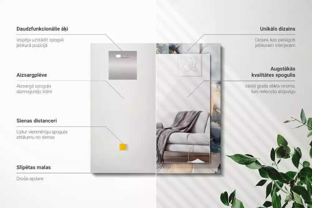 Rechthoekige spiegel met decoratie Abstracte blauwe kunst