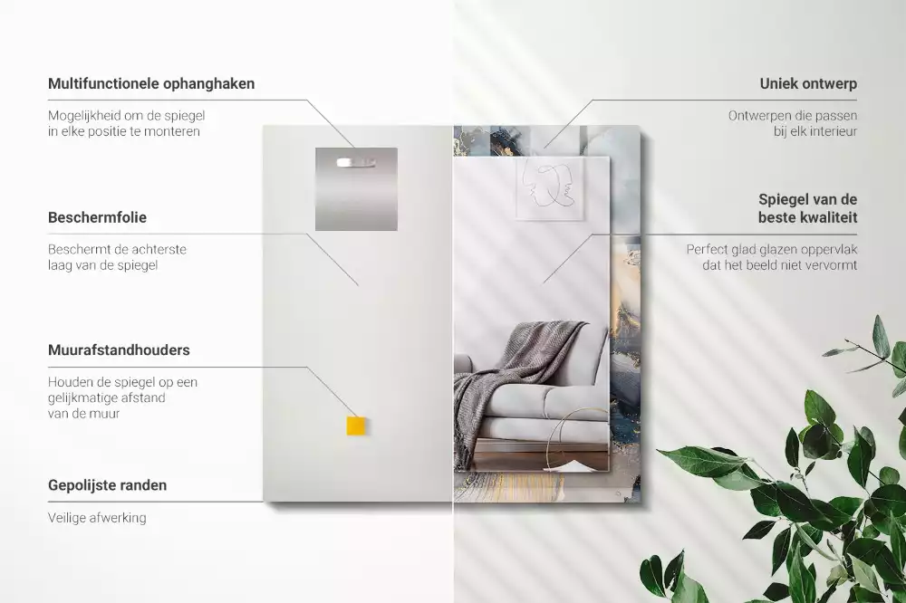 Rechthoekige spiegel met decoratie Abstracte blauwe kunst