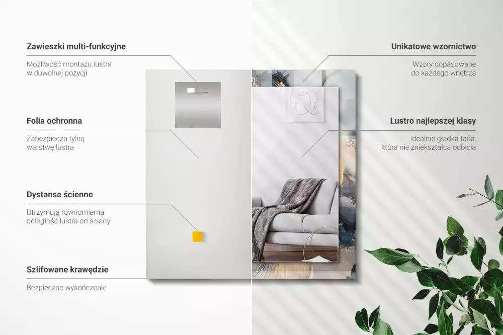 Rechthoekige spiegel met decoratie Abstracte blauwe kunst