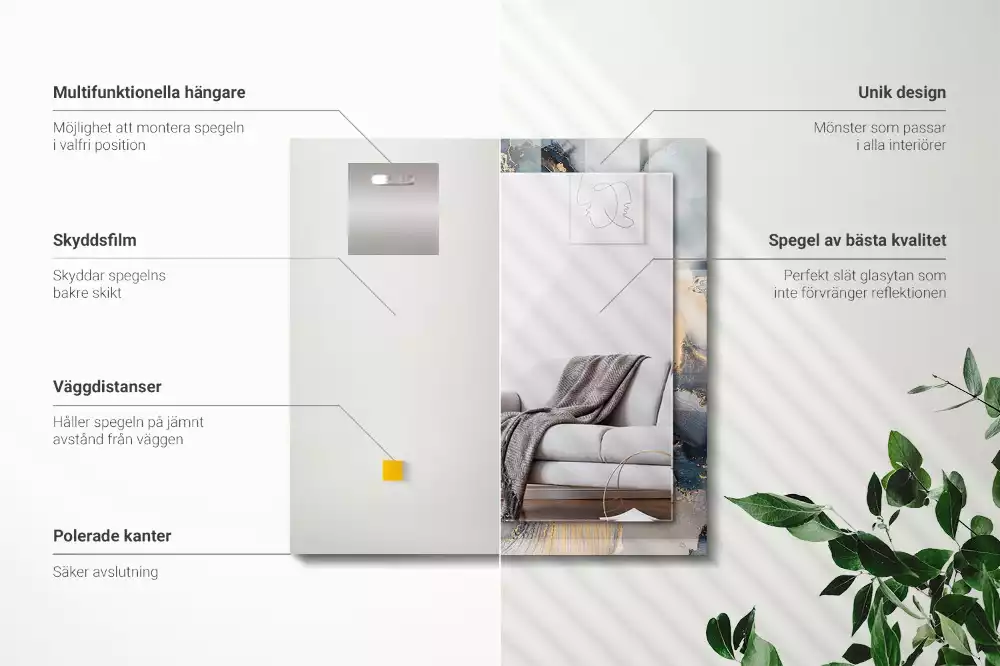 Rechthoekige spiegel met decoratie Abstracte blauwe kunst