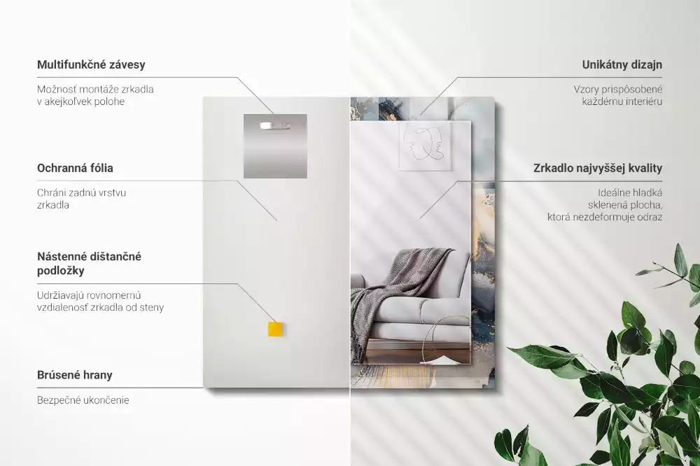 Rechthoekige spiegel met decoratie Abstracte blauwe kunst