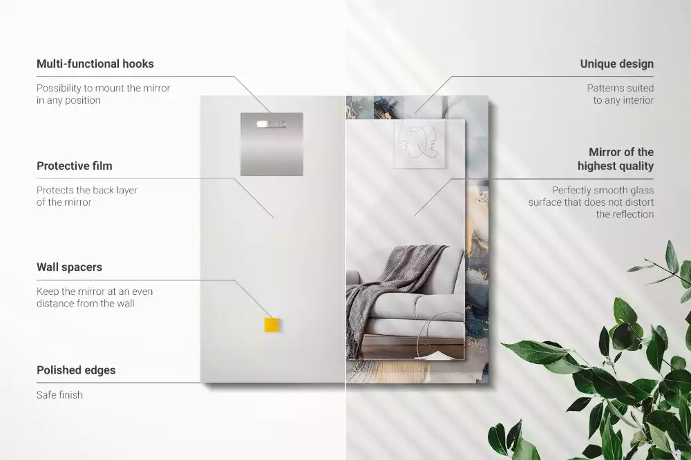 Rechthoekige spiegel met decoratie Abstracte blauwe kunst